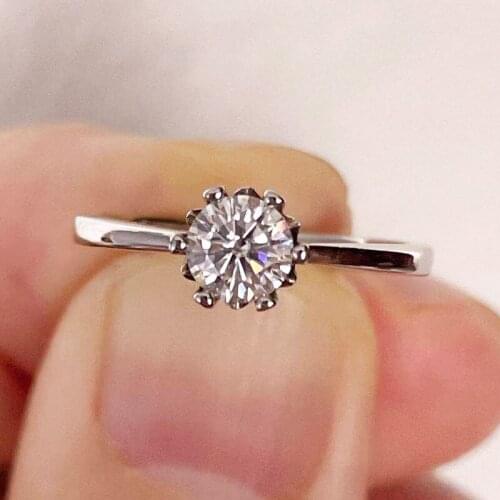 On Sale Real Moissanite Ring 0.5CTW Half One Carat Not Adjustable S925 Silver Gemstones Rings For Women