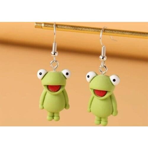 Green Frog Pendant Earrings for Women Cute Accessories Jewelry Pink Frog Simple Small Dangle Earrings Trending Products 2021