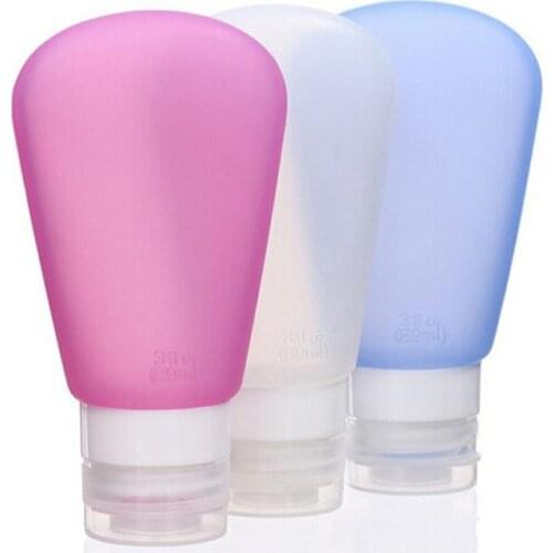 1Pc 37ml 60ml 89ml Silicone Refillable Bottle Portable Traveler Packing Bottle Press Bottle for Lotion Shampoo Bath