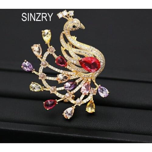 SINZRY new cubic zircon dazzling creative phoenix design brooches pin lady fashion jewelry accessory