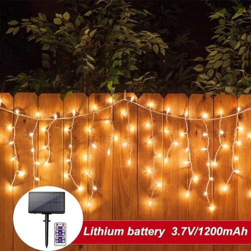 3m/5m Icicle LED String Light Solar Light Outdoor Waterproof For Decorate Holiday Wedding Party Curtain Garden Light With Remote