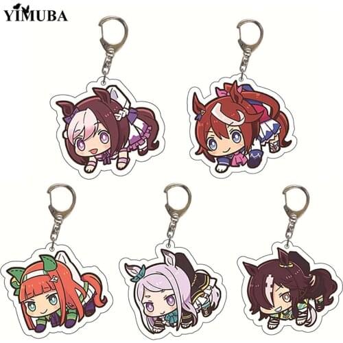 Umamusume: Pretty Derby Keychain Special Week Silence Suzuka Tokai Teio Anime Figures Key Chain School Bag Charm Key Ring Holder