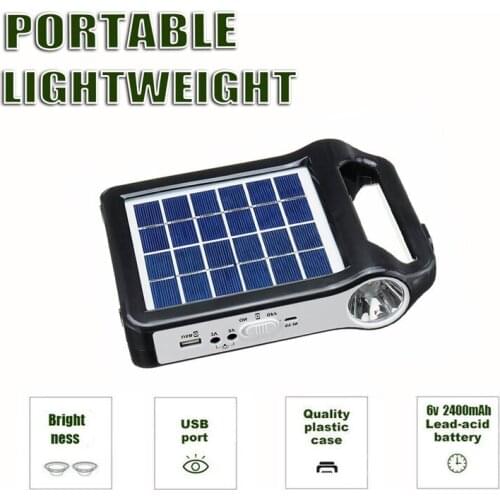 USB Charger Portable 6V Rechargeable Solar Panel Power Storage Generator System With Lamp Lighting Home Solar Energy System Kit