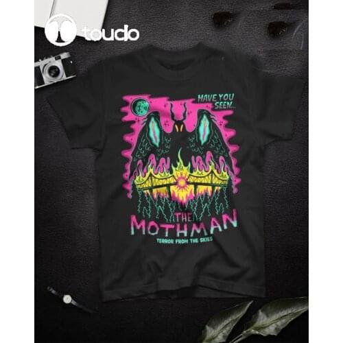 Have You Seen The Mothman Terror From The Skies T-Shirt Black Cotton Size S-3XL