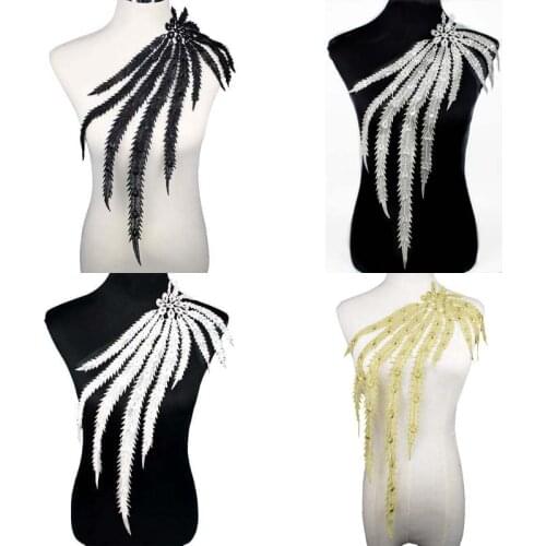 Embroidered Lace Fabric Trim DIY Neckline Collar Costume Peacock Sew On Dress Clothing Applique Sewing Accessories