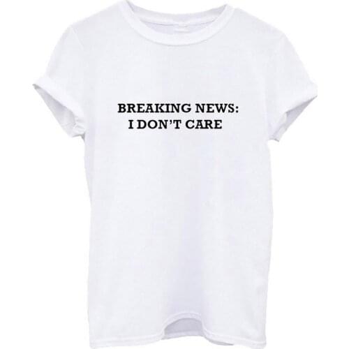 Women T-shirt Summer Short Sleeve Female Tee Tops Fun Retro Top Women Breaking News:I Don't Care Pattern