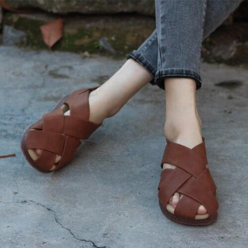 Shoes Woman Slip on Women Flats Hollow out Summer Womens Shoes Genuine Leather Ladies Flat Shoes Breathable Female Footwear