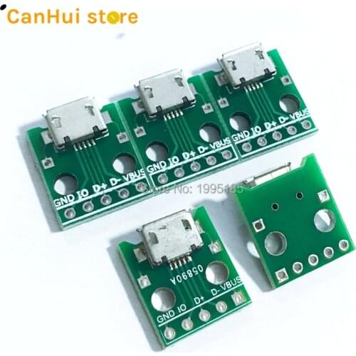 10pcs MICRO USB To DIP Adapter 5pin Female Connector B Type PCB Converter Breadboard USB-01 Switch Board SMT Mother Seat