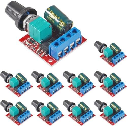10pcs DC-DC Mini 5A 90W PWM 12V DC Motor Speed Controller Module 4.5V-35V Adjustable Speed Regulator Control Governor Switch 24V