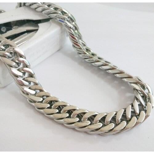 15mm Goth Jewelry Mens Necklace Gold Silver Color Stainless Steel Collar Choker Cuban Link Chain Friends Best Gifts Wholesale