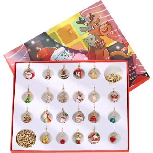 2020 Christmas Decoration Christmas DIY Advent Calendar Fashion Jewelry Advent Calendar Gold Bracelet Necklace Gift Box For Girl