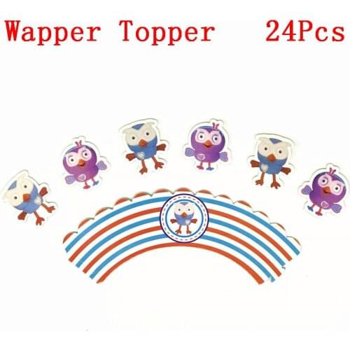 24pcs lovely Chick Birthday Party Cup cake Toppers Wrapper Cartoon Cake Decorating Baby Shower Birthday Decorations