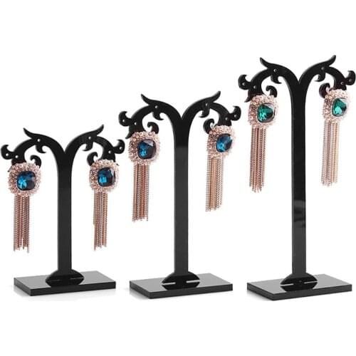 3PCS Jewelry Hanger Black Acrylic Earrings Organizer Multi-Purpose Jewelry Stand Earring Display Window Display Jewelry Storage