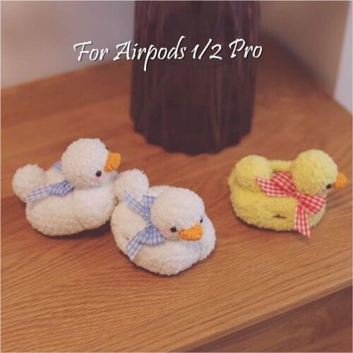 3D Cute DIY duck Earphone Cases For Apple AirPods case Pro 1 2 3 plush Bluetooth Wireless Protective Cover Air Pod Case Cute