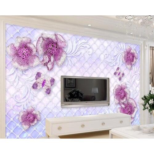 3D beautiful purple rose jewelry flower wallpaper mural papel de parede living room bedroom TV sofa wall wall papers home decor