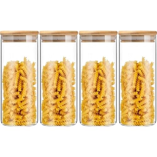 400ML Glass Jars Pasta Rice Food Storage Canister With Lid Airtight Set Of 4 for Tea, Coffee, Sugar Beans and Salt