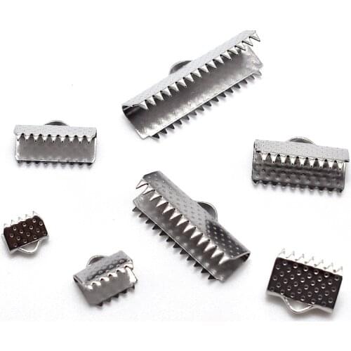 50pcs/lot Stainless Steel End Caps Clasps Fastener Fit 6.5 8 10 13 15 20 25mm Leather Cord Bracelet Connectors Jewelry Making
