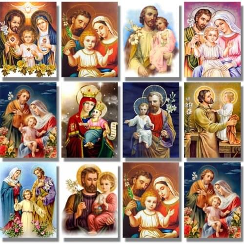 5d DIY Diamond Painting Religion Icons Full Round Drill Diamond Embroidery Picture Diamond Mosaic Cross Stitch Religion Family