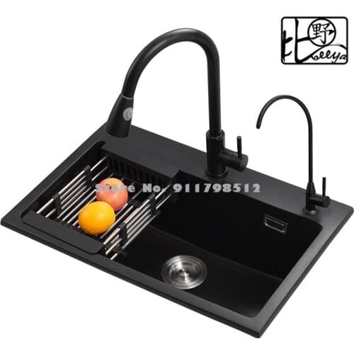 Quartz Stone Sink Large Single-bath Kitchen Household Thickened Vegetable Sink Sink Granite Under-counter Basin