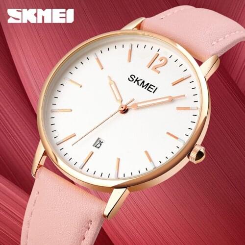 Womens Dress Wristwatch Top Brand SKMEI Watches Fashion Luxury Quartz Watch Ladies Bracelet Leather Strap Clock Girls For Gift