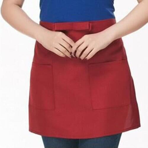 Half Short Waist Polyester Apron Waitress Waiter With Pocket Kitchen Cafe Pub