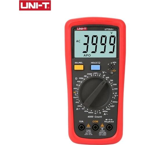 UNI-T Digital Multimeter Auto Range NCV AC DC Voltage Current Tester Ohm Temperature Frequency HFE Resistance Test UT39A+ UT39C