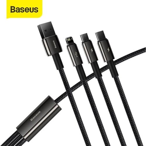 Baseus 3 in 1 USB Type C Cable for iPhone 12 Pro Mini Max Fast Charging Cable or Samsung S20 Xiaomi Micro USB C Cable