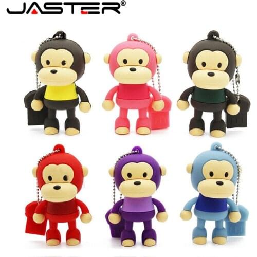 JASTER Mini animal Hot Sale Cartoon Cute Monkey USB Flash Drive Pendrive 4GB 16GB 32GB 64GB USB Stick Memory Storage Pen Drive