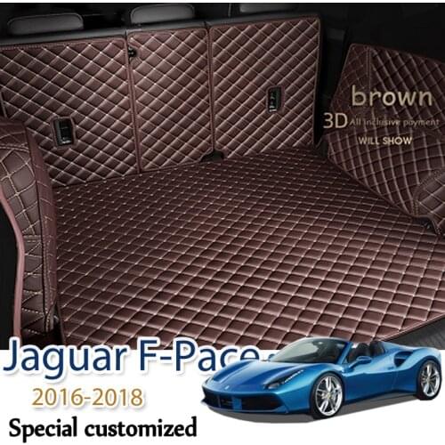 Leather Car Trunk Mat For Jaguar F-Pace 2016-2018 Cargo Liner Accessories Interior Boot