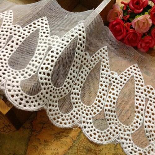 Free Shipping 15CM wide Mesh Embroidery Lace Trim Lace Fabric DIY Lace Trim For Sewing Wedding party decoration African lace -QX