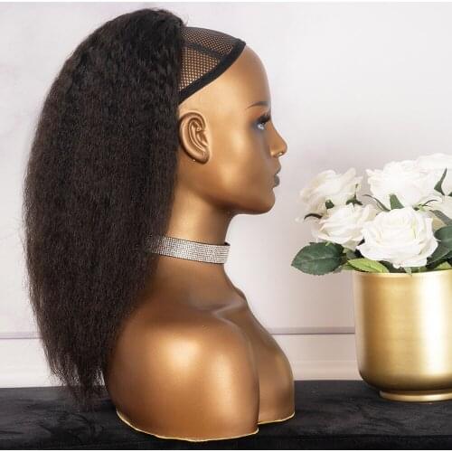 CURLYPARK Kinky Straight Drawstring Ponytail Extension Human Hair Natural Ponytails for Black Women