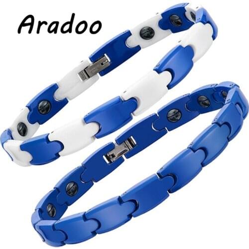 Stainless Steel Bracelet ceramics Jewelry Germanium Magnet Energy Bracelet Fashion Jewelry Holiday gift