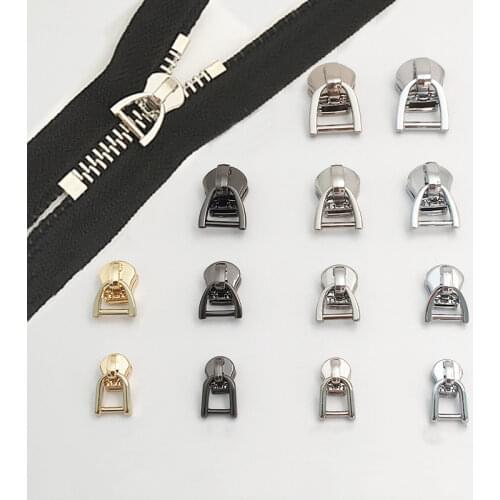Meetee 10pcs D Ring 3/5/8/10# Zipper Sliders for Metal Zip Jacket Bag Zipper Head Clothes Zip Repair Kit DIY Sewing Accessories