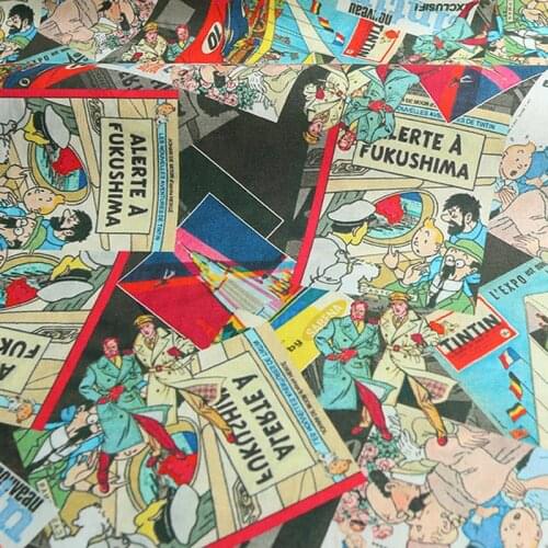 Cartoon Comic Father and Son 100% Cotton Fabric for Kids Clothes Slipcover Cushion Cover DIY Sewing Material