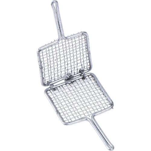 New 1:12 Toy Kitchen A Metal Silver Barbecue Clip Grilled Fish Net Dollhouse Miniature