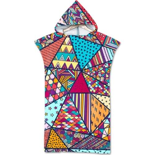 New Retro Printed Beach Surf swimming Towel microfiber bathrobe Poncho Hooded Quick drying Easy for Changing Cloth beach towel