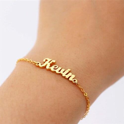 Personalized Name Bracelets Christmas Gift BFF Jewelry Gold Pulsera Hombre Custom Nameplate Couple Bracelet Women Men