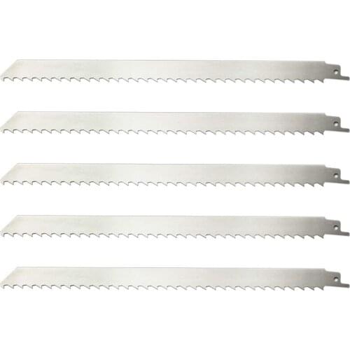 5 Pack 12-Inch Stainless Steel Reciprocating Saw Blades for Food Cutting 3TP Big Teeth Unpainted Meat Saw Blades