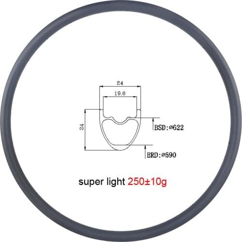 Ultralight 250g 29er 24mm x 24mm MTB XC clincher tubeless carbon rim UD matte glossy cross country mountain bike rim 24 28 holes