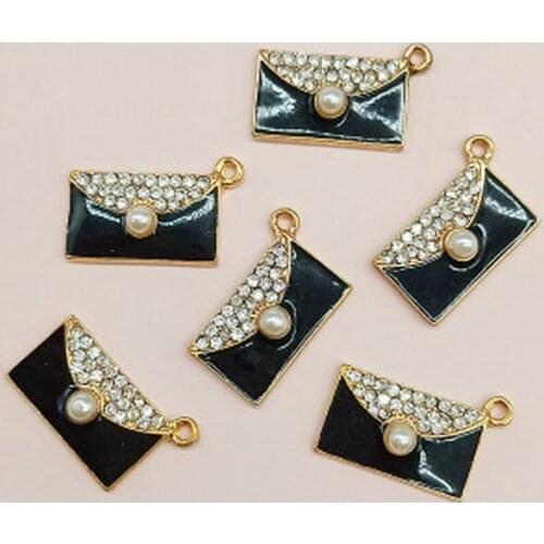 10pcs/lot Dripping Oil Rhinestone Pearl Envelope Alloy Accessories DIY Pendant Alloy Accessories Pearls Buttons Accessories
