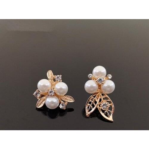 10pcs/lot Gold base Pearl Rhinestone button Alloy Hair Embellishments Hair Bow Decoration DIY Ornaments Accessories