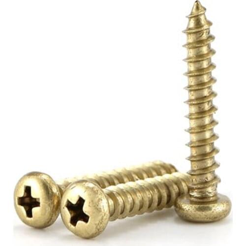 23pcs M3 brass Phillips pan head screws cross round header self-tapping bolts brassiness wood screw bolt 6mm-20mm length