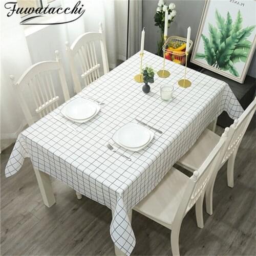 Fuwatacchi Nordic Style PVC Table Cloth Oil-resistant Dining Table Cover Art Long Table Tablecloth for Home Garden Decoration