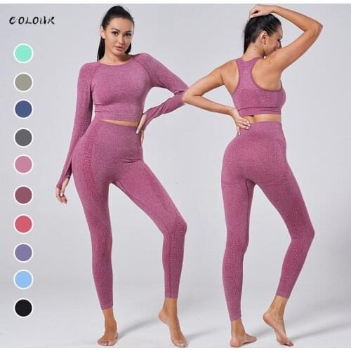 2/3/5PCS Seamless Women Yoga Set 2021 New Color Workout Sportswear Gym Clothing Fitness High Waist Leggings Sports Yoga Suits