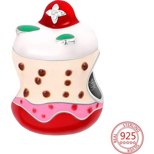 Original 100% 925 Sterling Silver Fit Pandora Bracelet&Bangle Fine Strawberry Cake Charm Women Beads Making Fashion DIY Jewelry