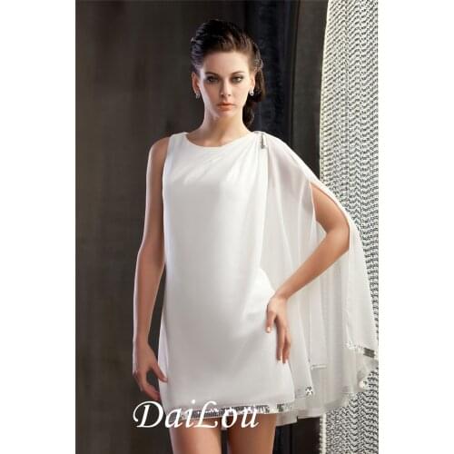 Sheath/Column Bateau Mini-Length Sleeveless Jewel Neckline Sequins Polinas Cocktail Dress With Chiffon 2021