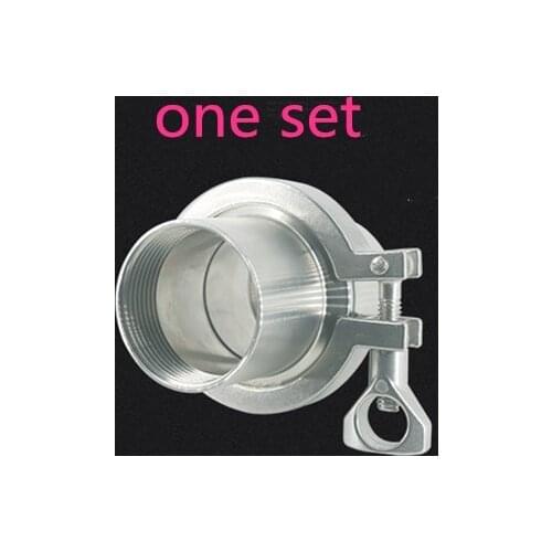 1" DN25 Sanitary Male Thread Pipe Fittings Ferrule OD 50.5mm +1.5" Tri Clamp+PTFE Gasket Stainless Steel SS304