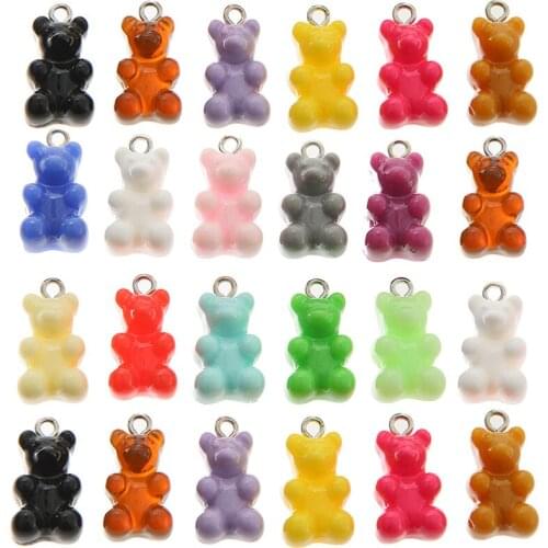 10pcs Candy Color Gummy Mini Bear Charms For DIY Making Cute Earrings Pendants Necklaces Jewelry Finding Accessories 12*21mm