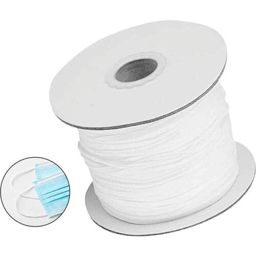100m/roll 3mm Mask Elastic Rope with Spool Whtie Round Ear Cord String DIY Clothing Craft Accessory