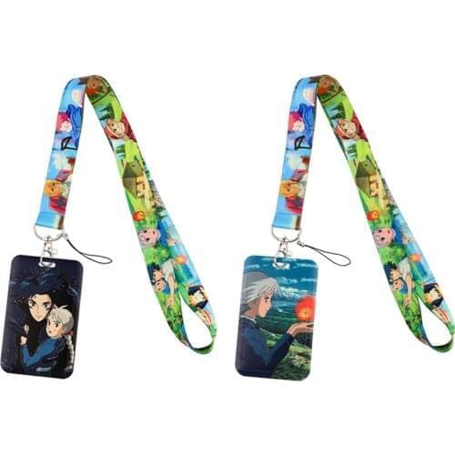 12pcs/lot E3439 Cartoon Castle Neck Strap Lanyard for key Phone USB DIY Hang Rope With Card Holder